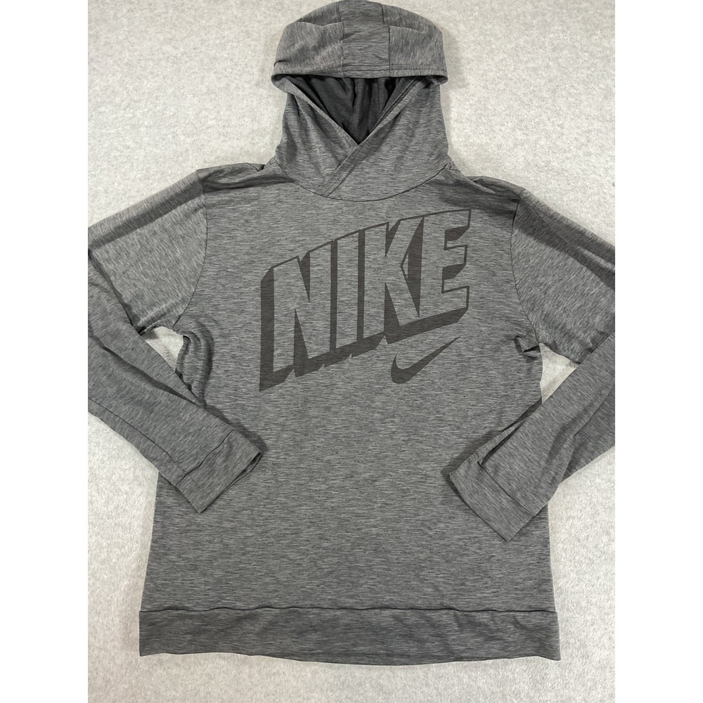 Nike Dri-FIT Training Hoodie Grey Heather Graphic Pullover 939664-010 XL 2800